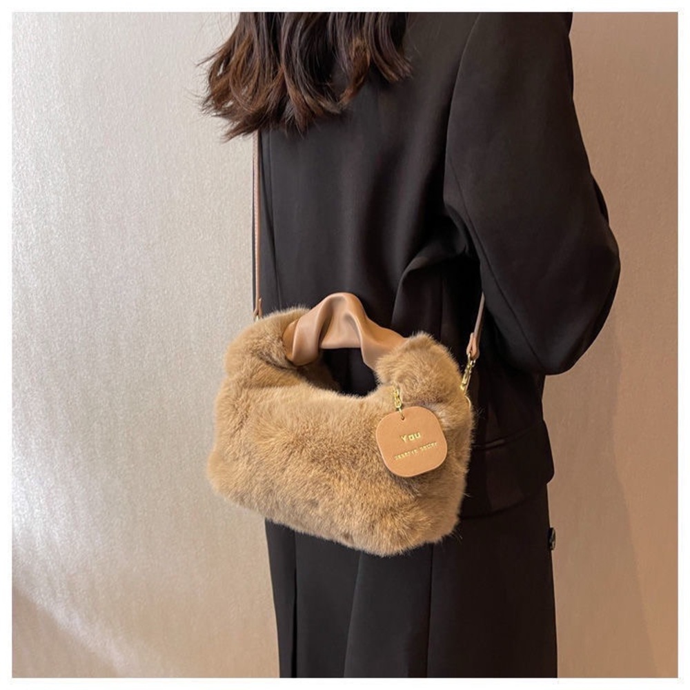 Luxurious Tan Faux Fur Handbag